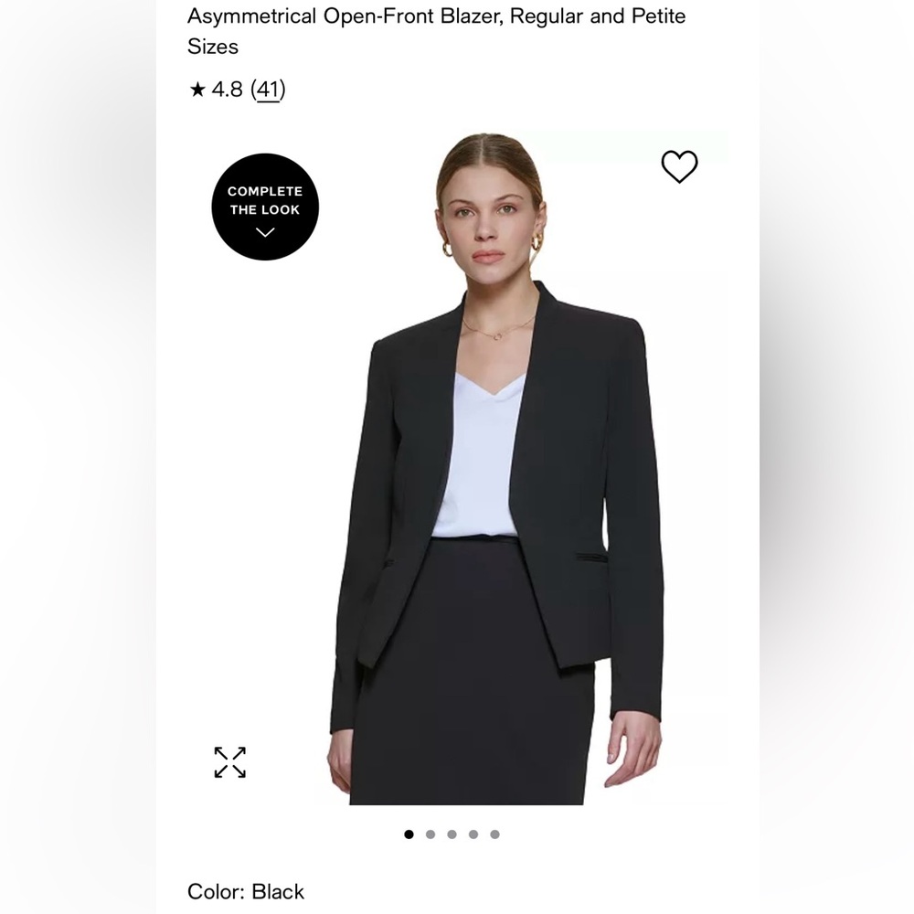 Calvin Klein Asymmetrical Black Suit Jacket